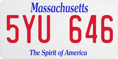 MA license plate 5YU646