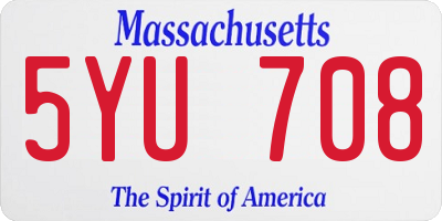 MA license plate 5YU708