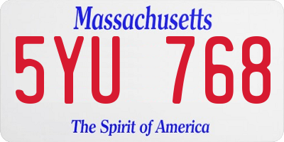 MA license plate 5YU768
