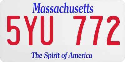 MA license plate 5YU772