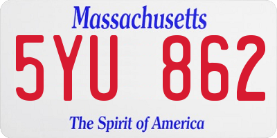 MA license plate 5YU862