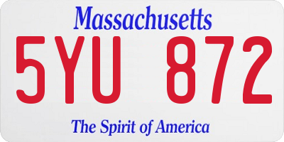MA license plate 5YU872