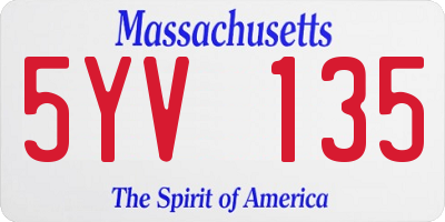 MA license plate 5YV135