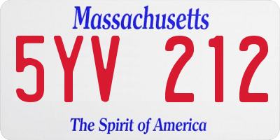MA license plate 5YV212