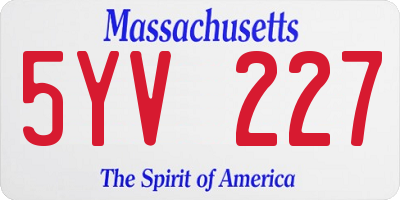 MA license plate 5YV227