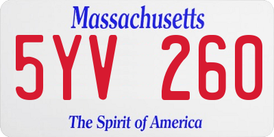 MA license plate 5YV260