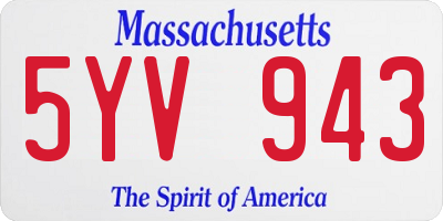 MA license plate 5YV943