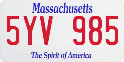 MA license plate 5YV985