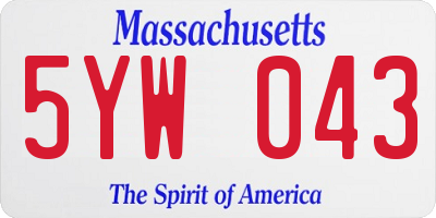 MA license plate 5YW043