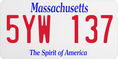 MA license plate 5YW137