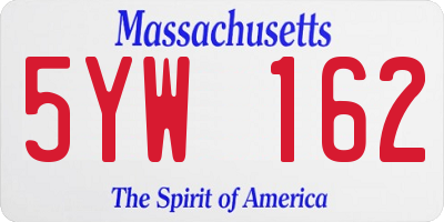 MA license plate 5YW162