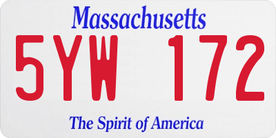 MA license plate 5YW172