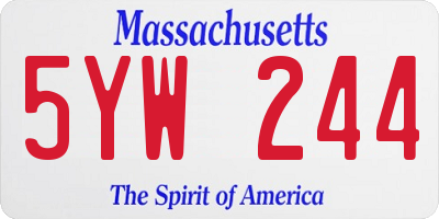 MA license plate 5YW244