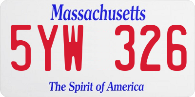MA license plate 5YW326