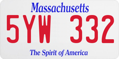 MA license plate 5YW332