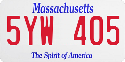 MA license plate 5YW405