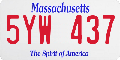 MA license plate 5YW437