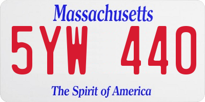 MA license plate 5YW440