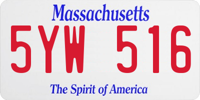 MA license plate 5YW516