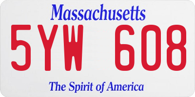 MA license plate 5YW608