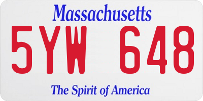 MA license plate 5YW648