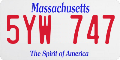 MA license plate 5YW747