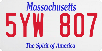 MA license plate 5YW807