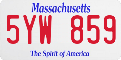 MA license plate 5YW859