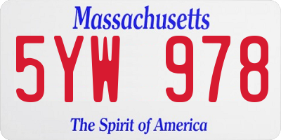 MA license plate 5YW978