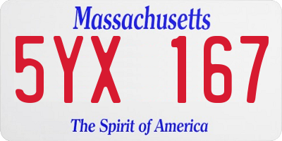 MA license plate 5YX167