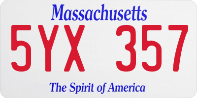 MA license plate 5YX357