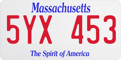 MA license plate 5YX453