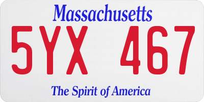 MA license plate 5YX467
