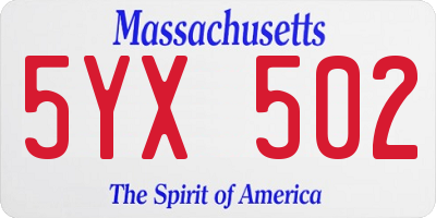 MA license plate 5YX502