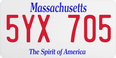 MA license plate 5YX705