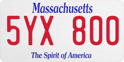 MA license plate 5YX800