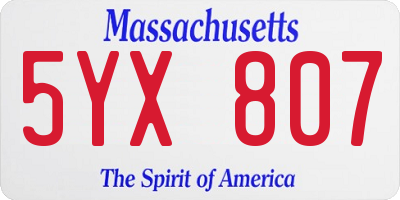 MA license plate 5YX807