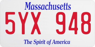MA license plate 5YX948