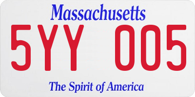 MA license plate 5YY005