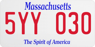 MA license plate 5YY030