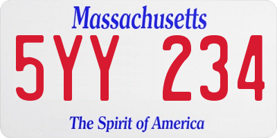 MA license plate 5YY234