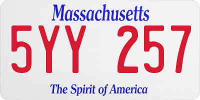 MA license plate 5YY257