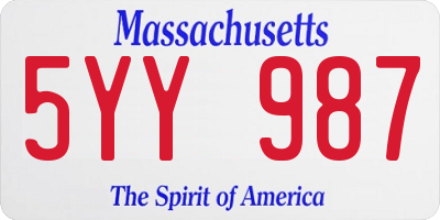MA license plate 5YY987
