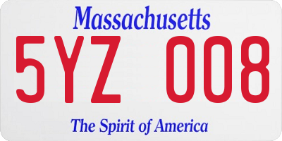 MA license plate 5YZ008