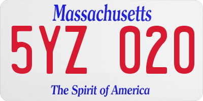MA license plate 5YZ020