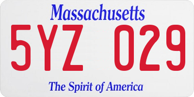 MA license plate 5YZ029