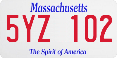 MA license plate 5YZ102
