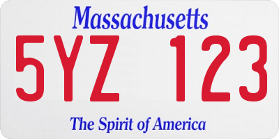 MA license plate 5YZ123