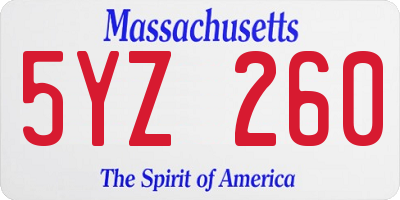 MA license plate 5YZ260