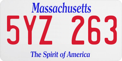 MA license plate 5YZ263